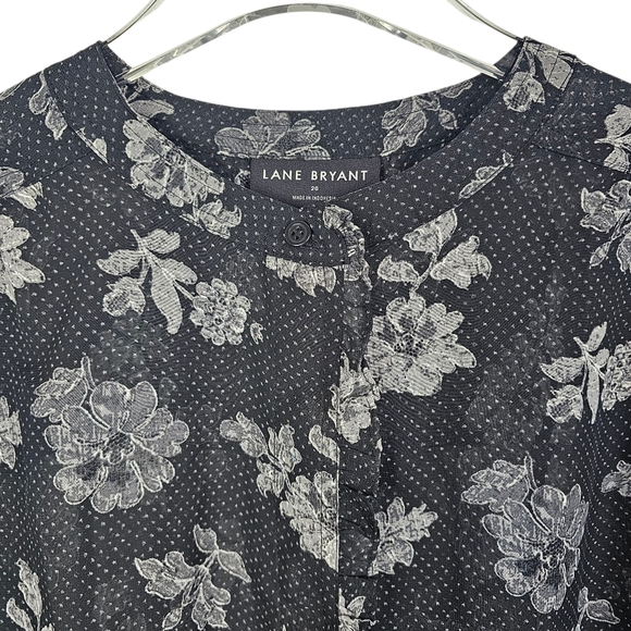 Lane Bryant #1137440 Sheer Ruffled Button-Down Chiffon Top NWT - Picture 7 of 13